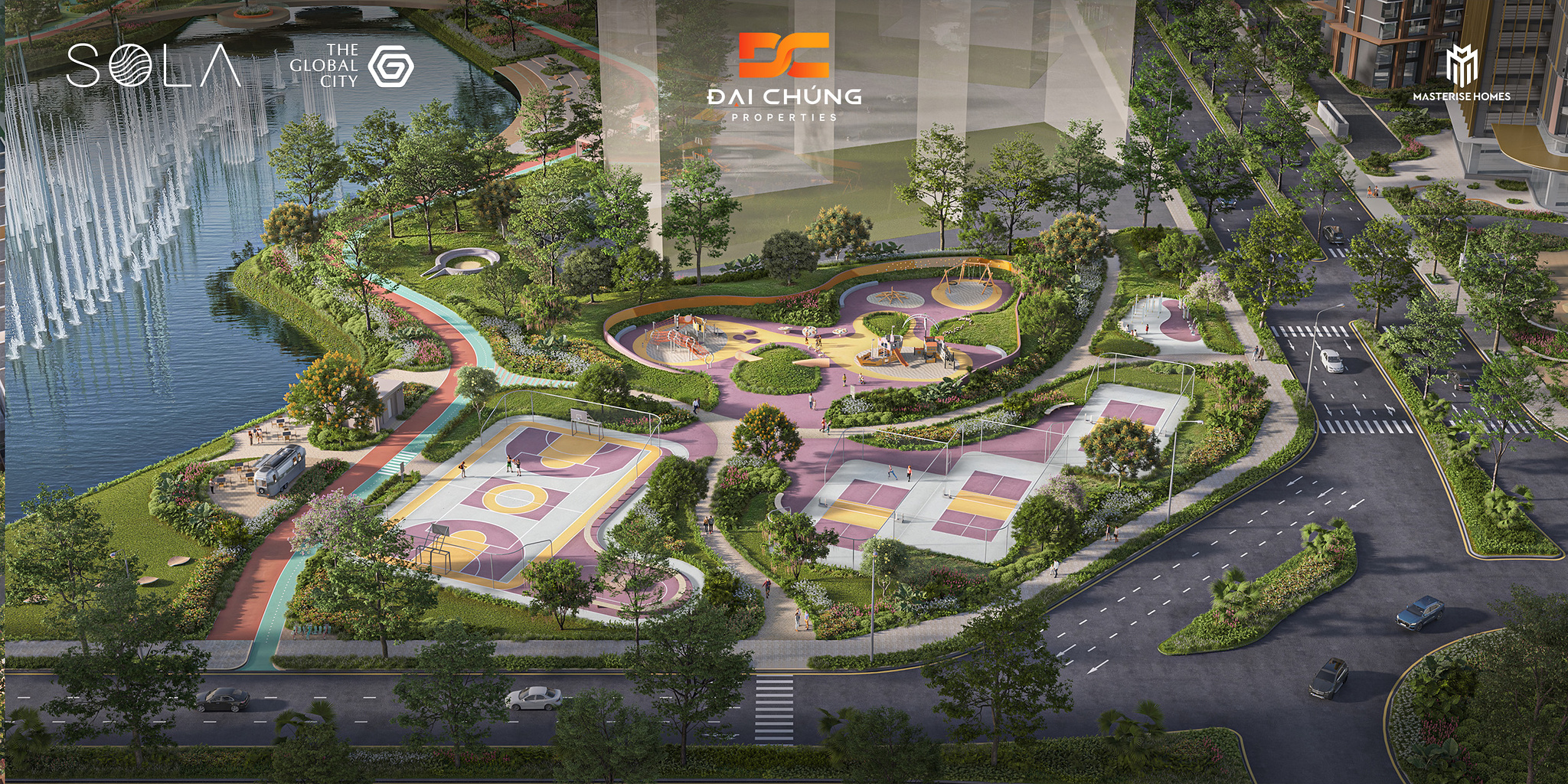 Phối cảnh tổng thể khu đô thị The Global City và bán đảo Sola